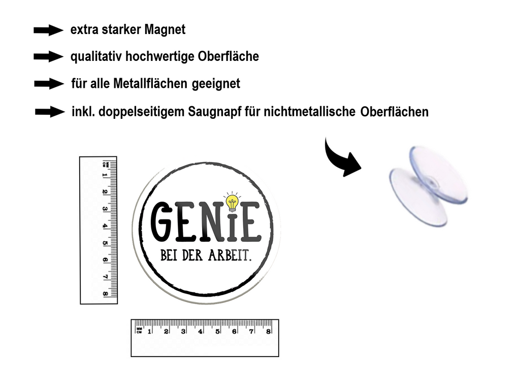 Magnet ''Genie bei der Arbeit'' 8x8x0,3cm