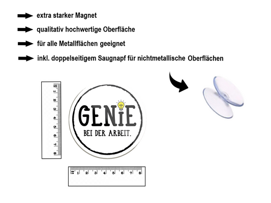 Magnet ''Genie bei der Arbeit'' 8x8x0,3cm