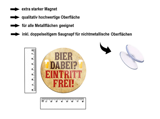 Magnet "beer free entry" 8x8x0.3cm