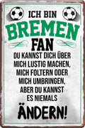 4252024216424 Schilderstore24 	Schilderstore24 Blechschilder sind perfekt als Geschenk zu Weihnachten, Geburtstage, Feiern, Partys, Grillabende, Namenstag, Feiertag, Mädelsabend, Hochzeit. Jederzeit stilvoll im Wohnzimmer, Partykeller, Garage, Praxis, Büro, Café, Hauseingang Fußball Mannschaft Verein Bolzen Ball sport liga kicken stadion freizeit ''Bremen Fan ´20''		20x30cm