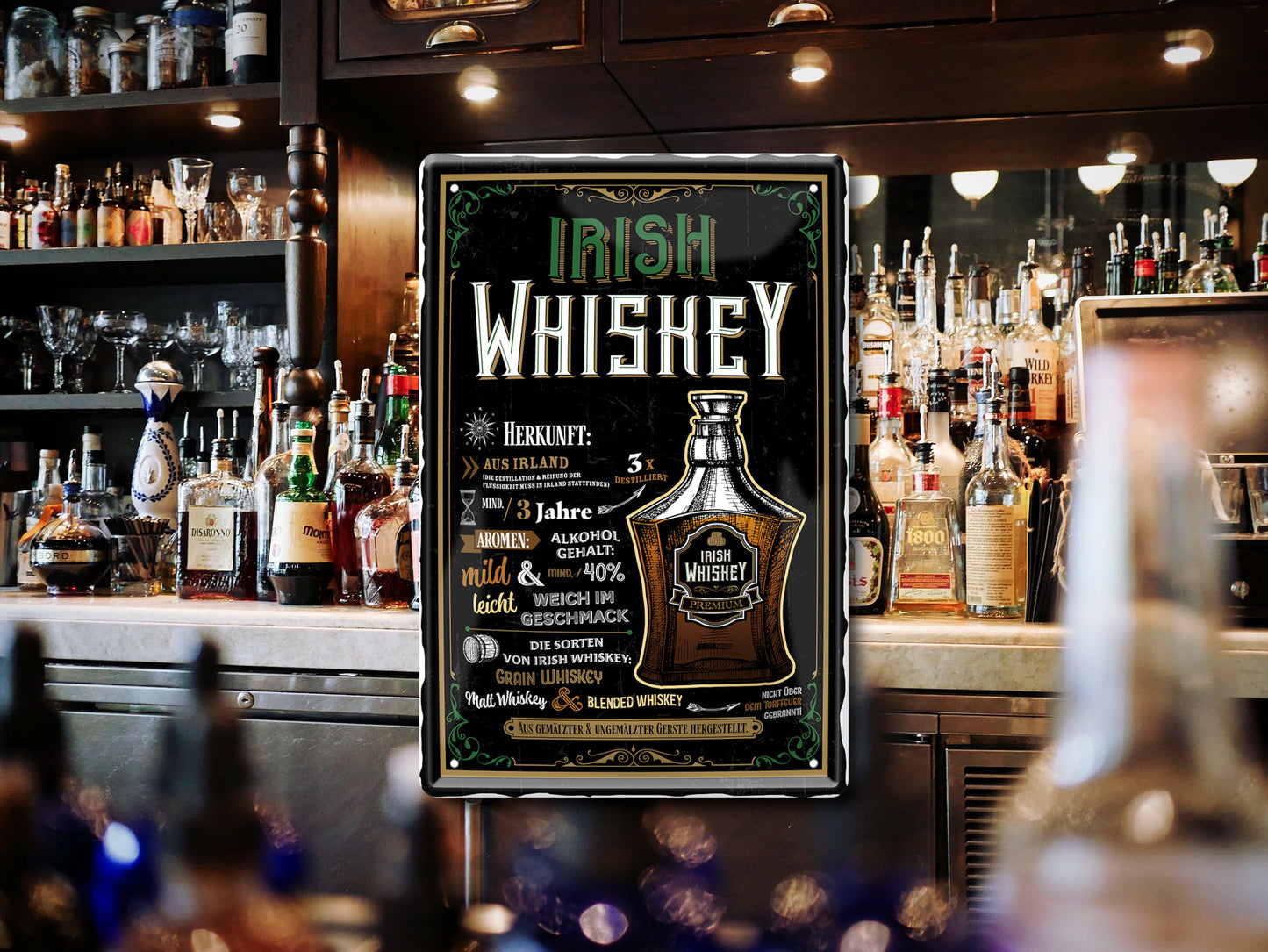 Tin Sign "Irish Whiskey" 20x30cm