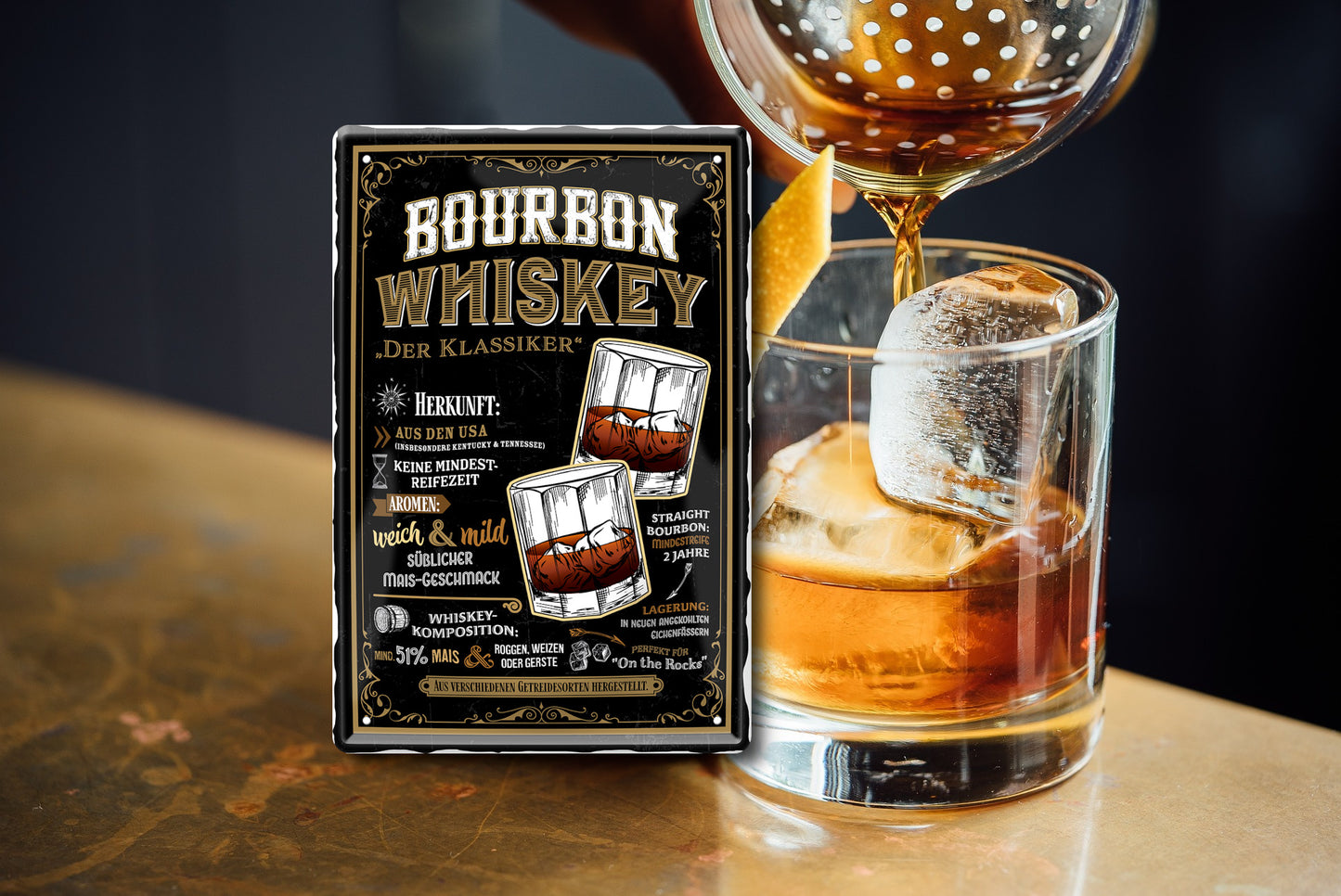 Tin Sign "Bourbon Whiskey" 20x30cm