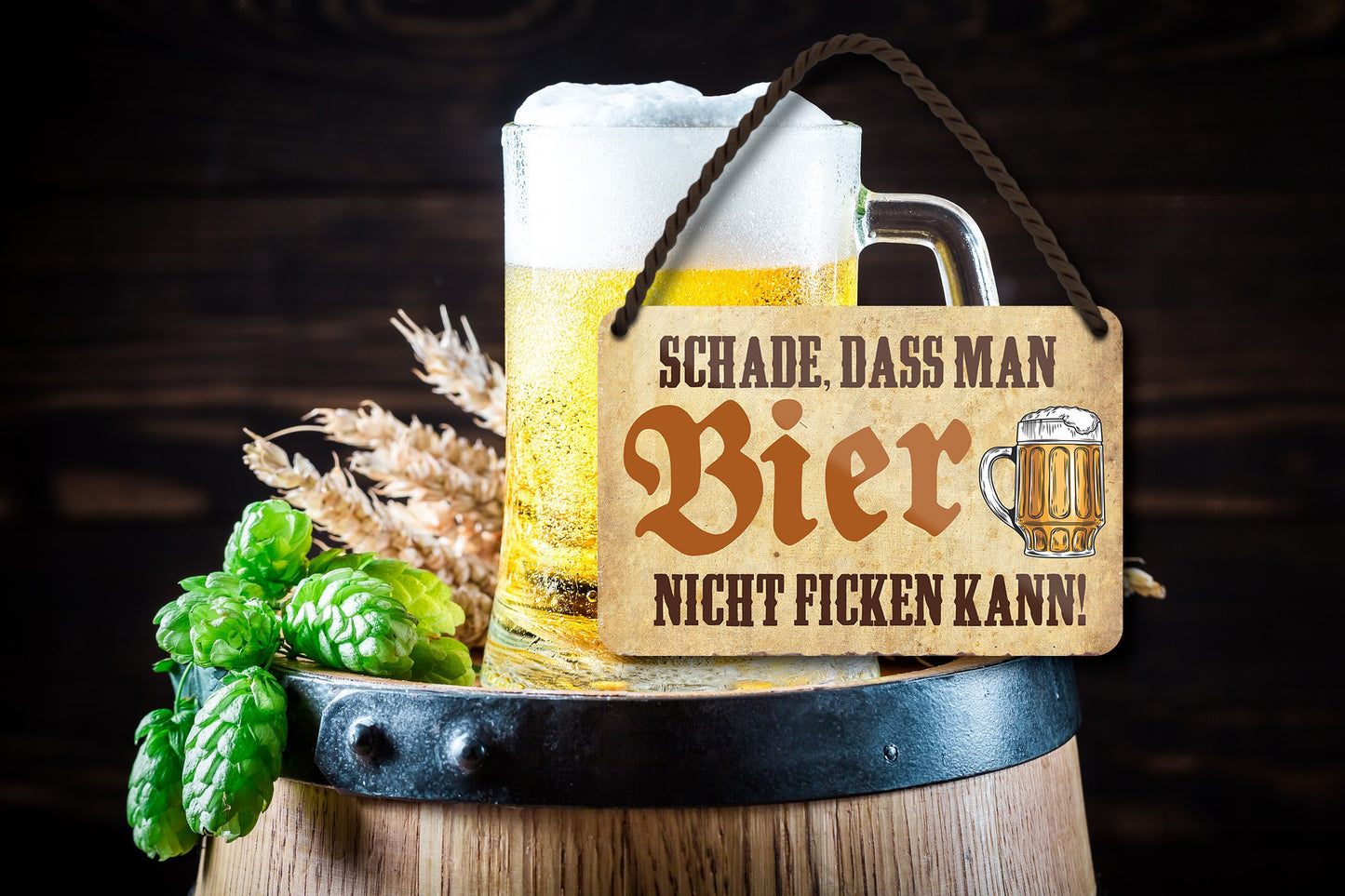 Blechschild ''Schade dass man Bier nicht ficken kann'' 18x12cm