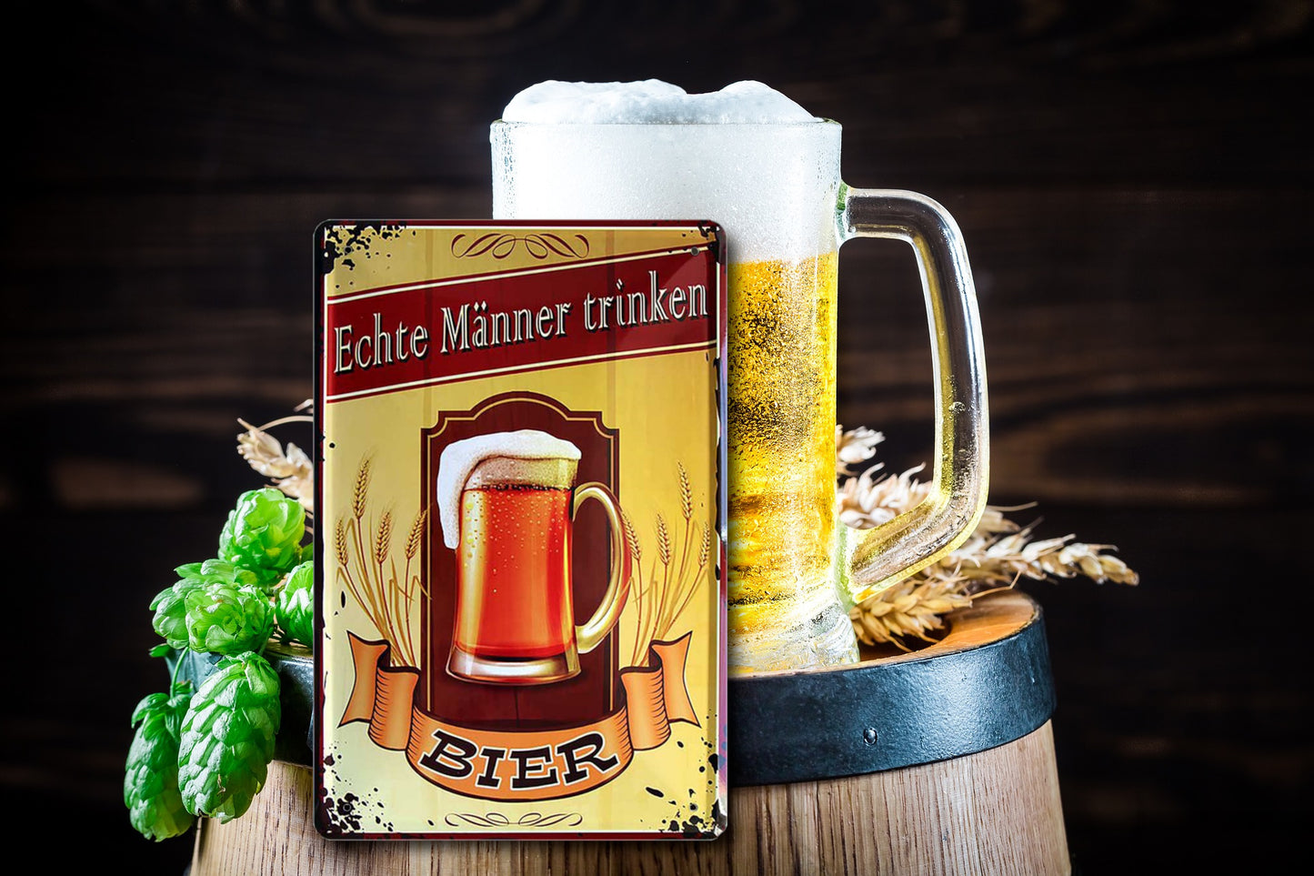 Blechschild ''Echte Männer trinken Bier'' 20x30cm