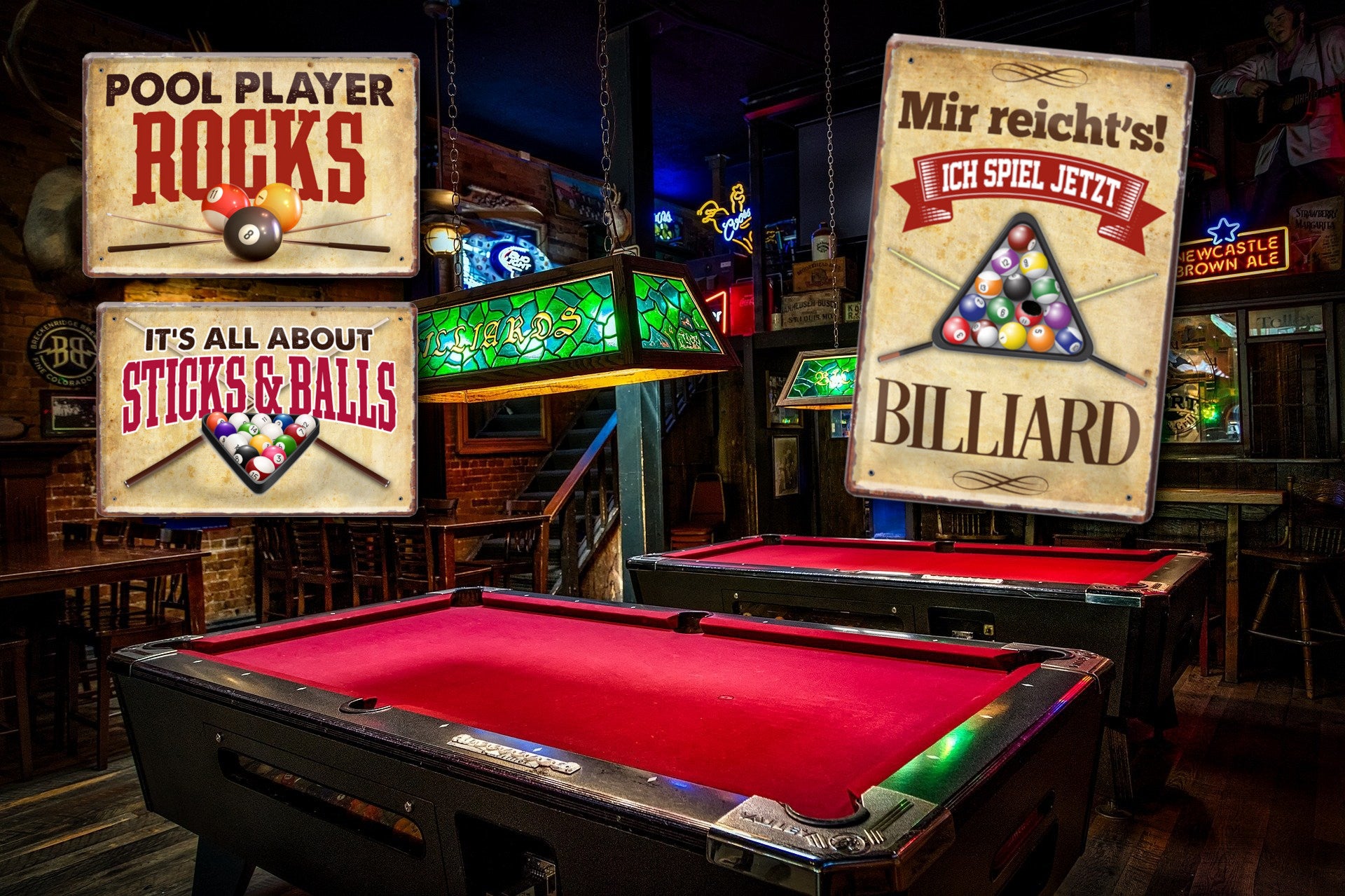 Blechschild ''Pool Player Rocks'' 20x30cm
