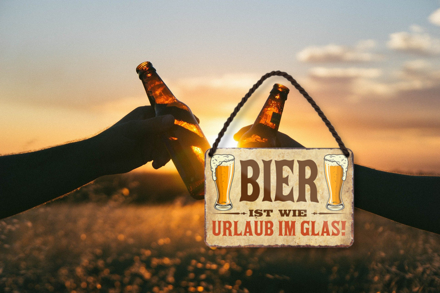 Blechschild ''Bier ist wie Urlaub im Glas'' 18x12cm