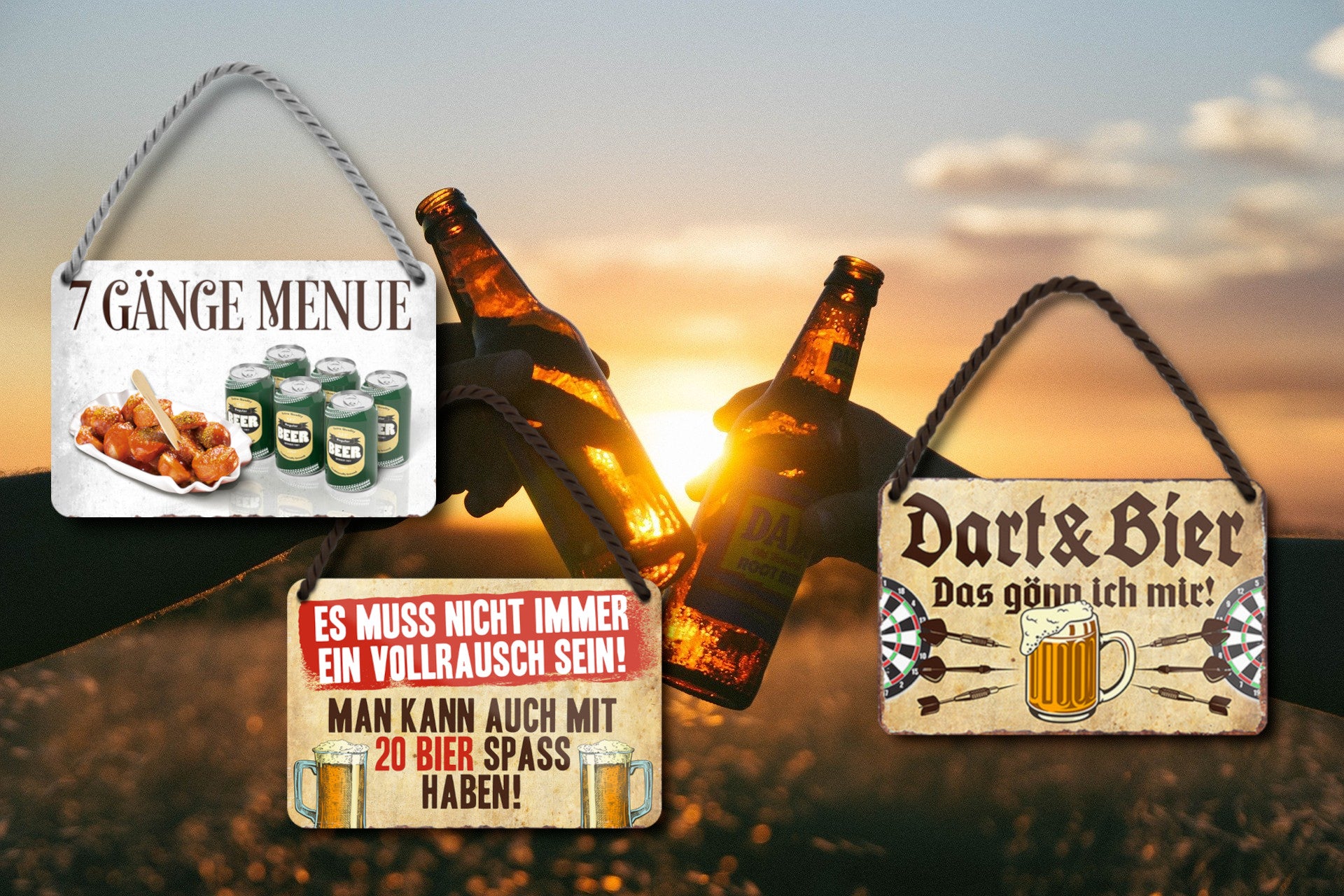 Blechschild ''Dart & Bier Das gönn ich mir (braun)'' 18x12cm