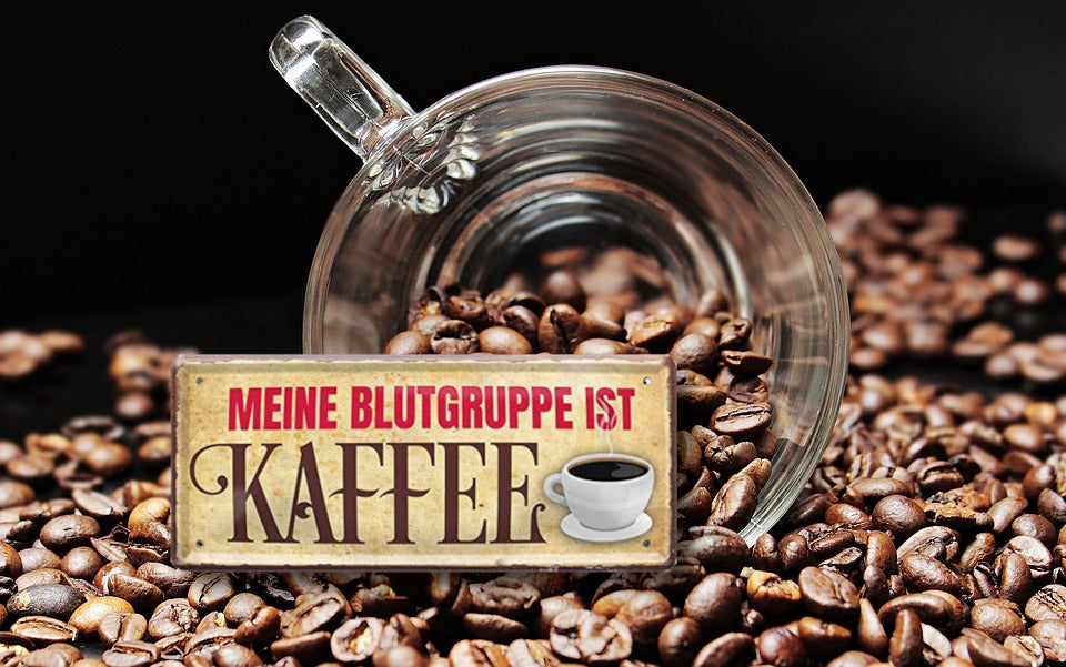 Blechschild ''Meine Blutgruppe ist Kaffee'' 28x12cm