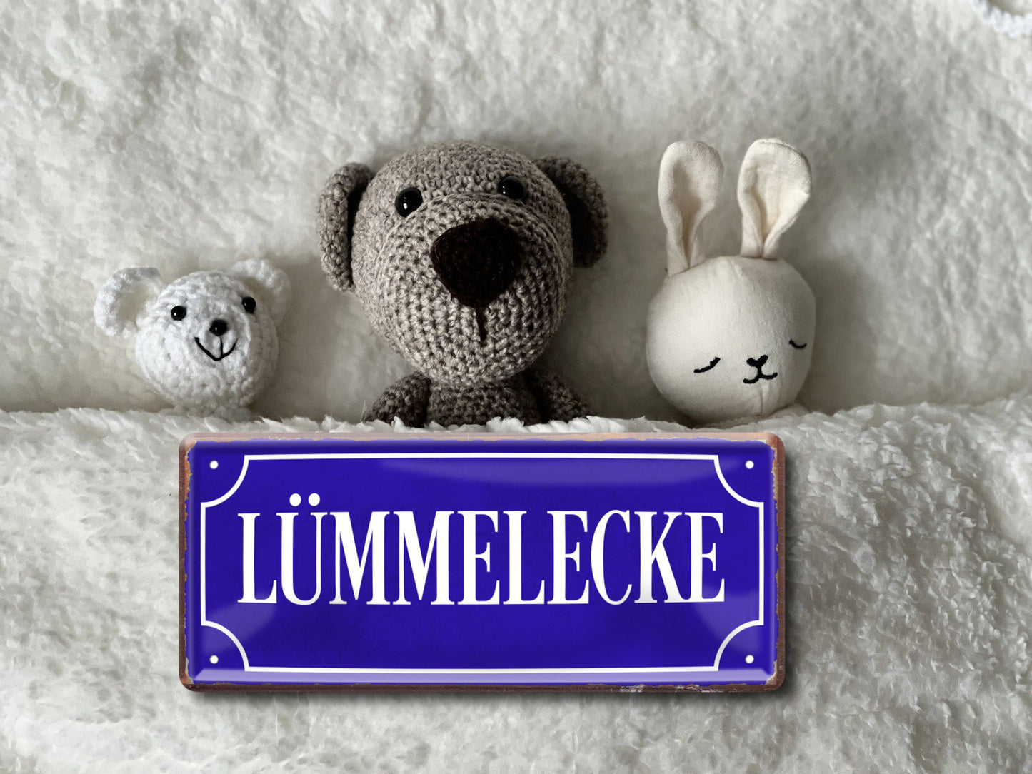 Blechschild ''Lümmelecke (blau)'' 28x12cm