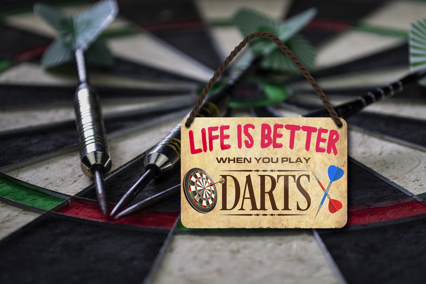 Tin sign ''Life is better darts'' 18x12cm