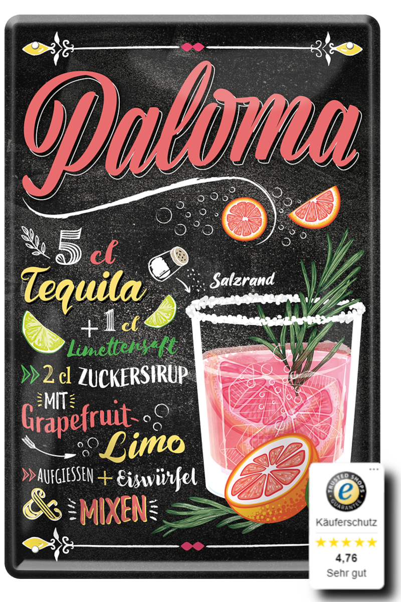 Blechschilder ''Cocktailrezepte 3 von 5'' Mai Tai, Old Cuban, Manhatten, Mimosa, Mojito, uvm 20x30cm