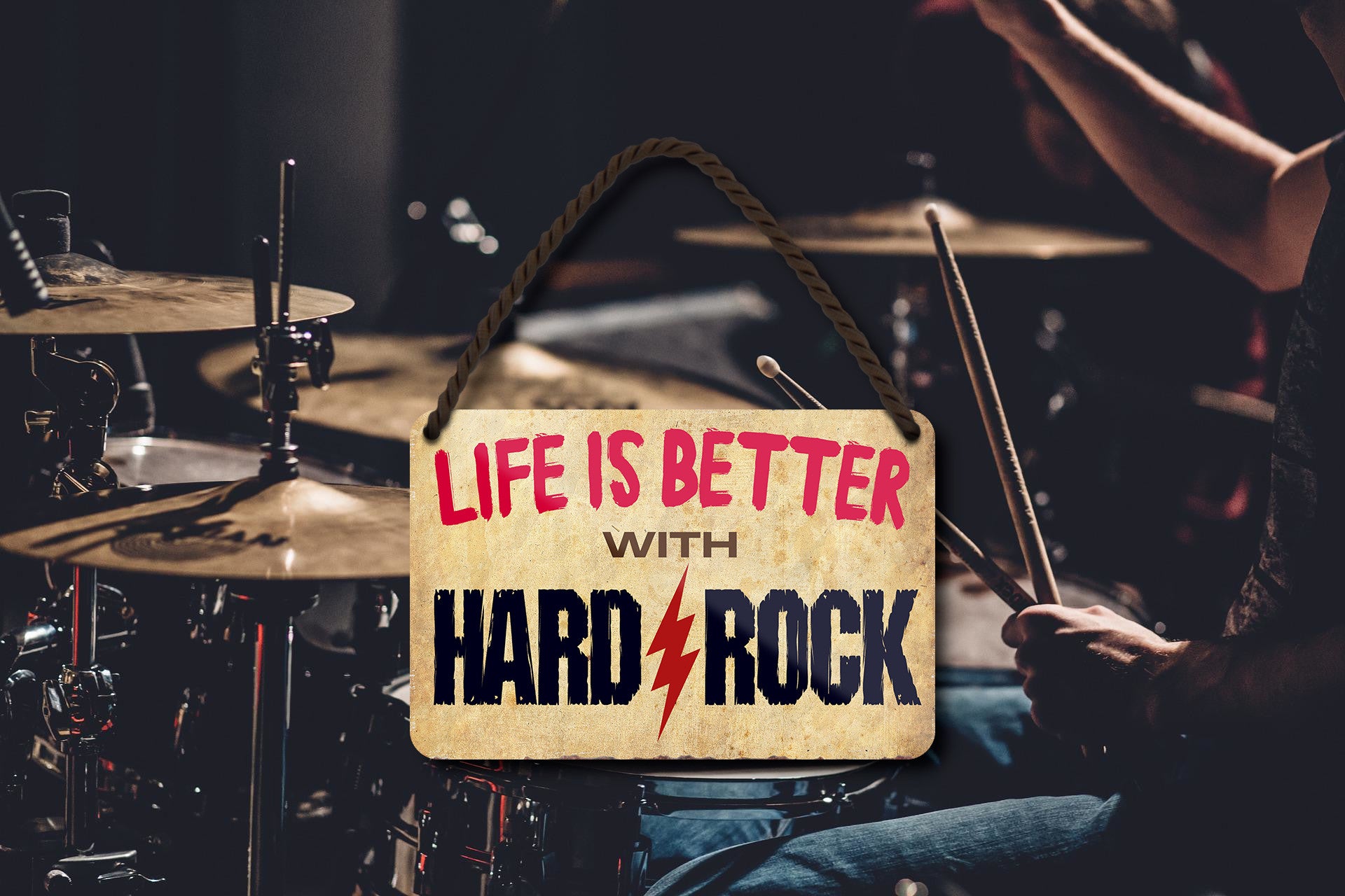 Blechschild  ''Life is better Hard Rock'' 18x12cm
