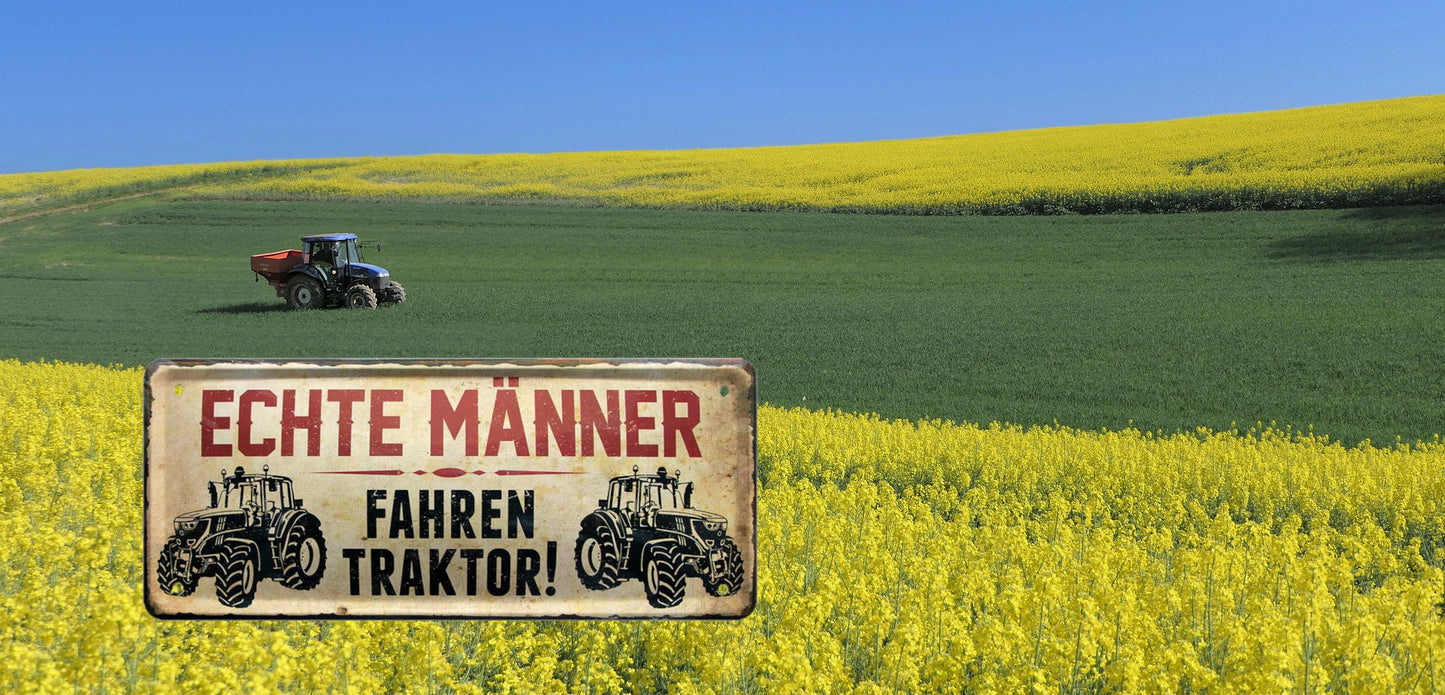 Blechschild ''Echte Männer fahren Traktor'' 28x12cm