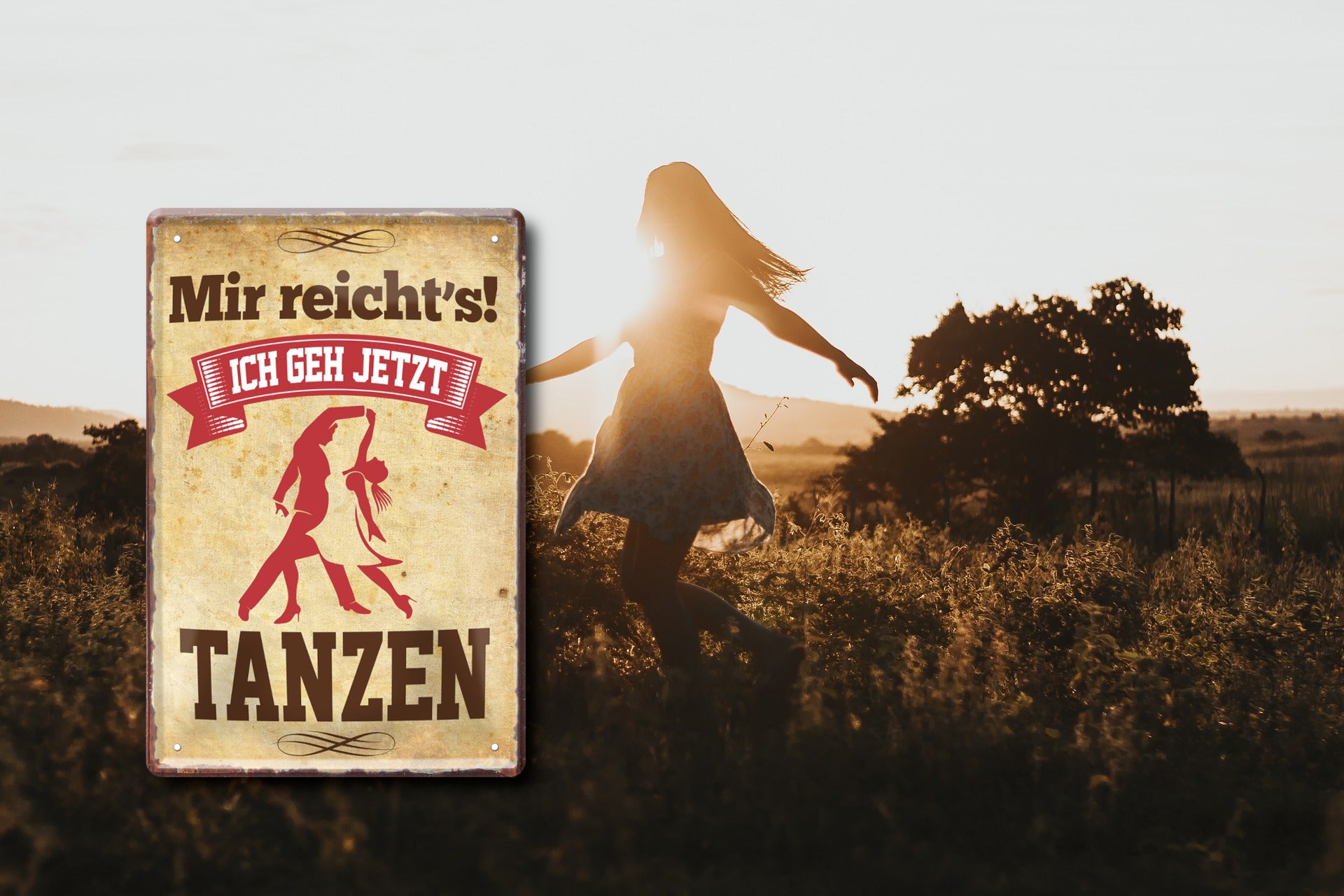 Blechschild ''Mir reicht`s Tanzen (2 tänzer)'' 20x30cm