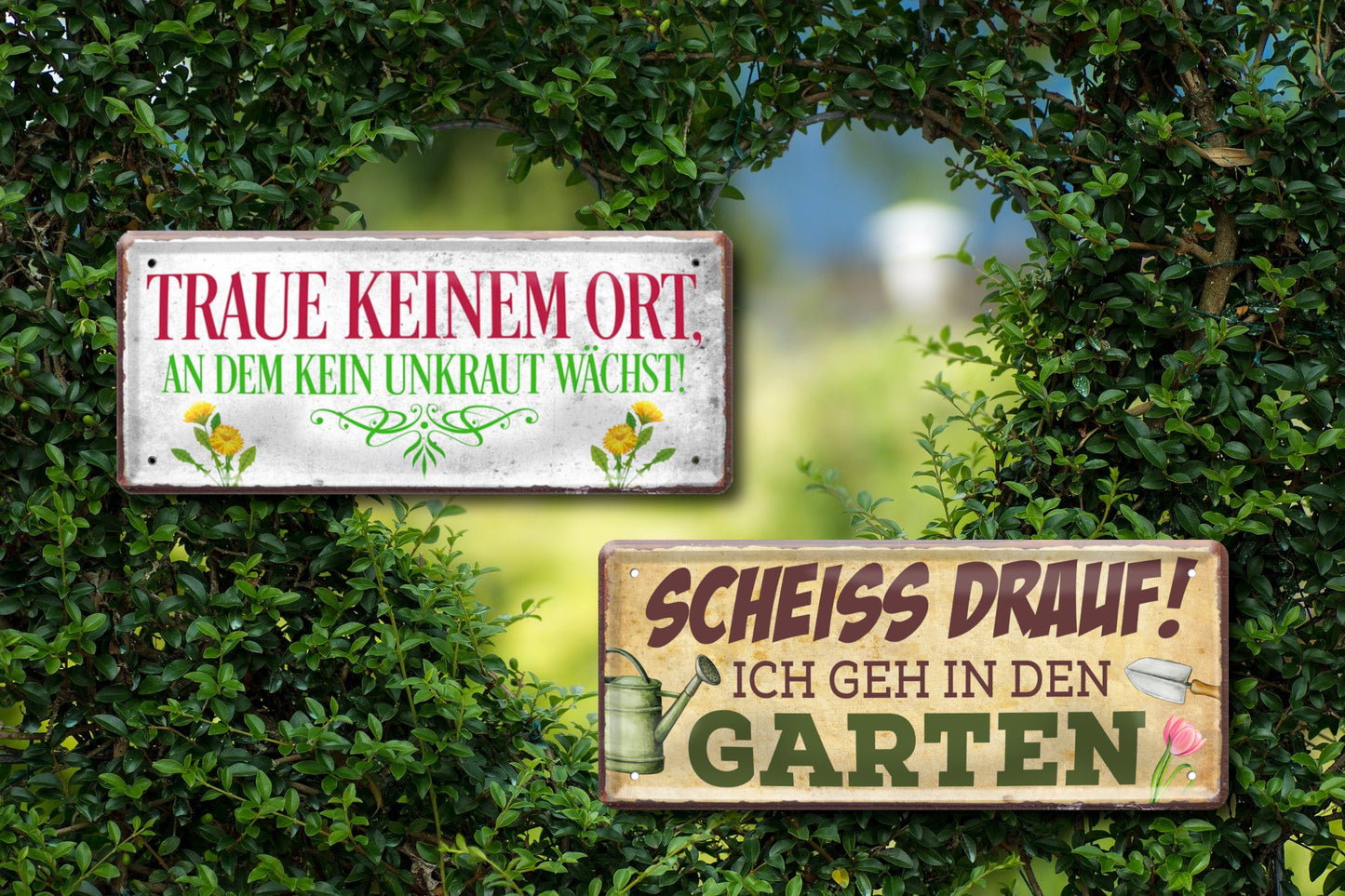 Blechschild ''Scheiss drauf! Ich geh in den Garten'' 28x12cm