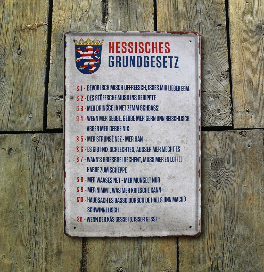 Blechschild ''Hessisches Grundgesetz'' 20x30cm