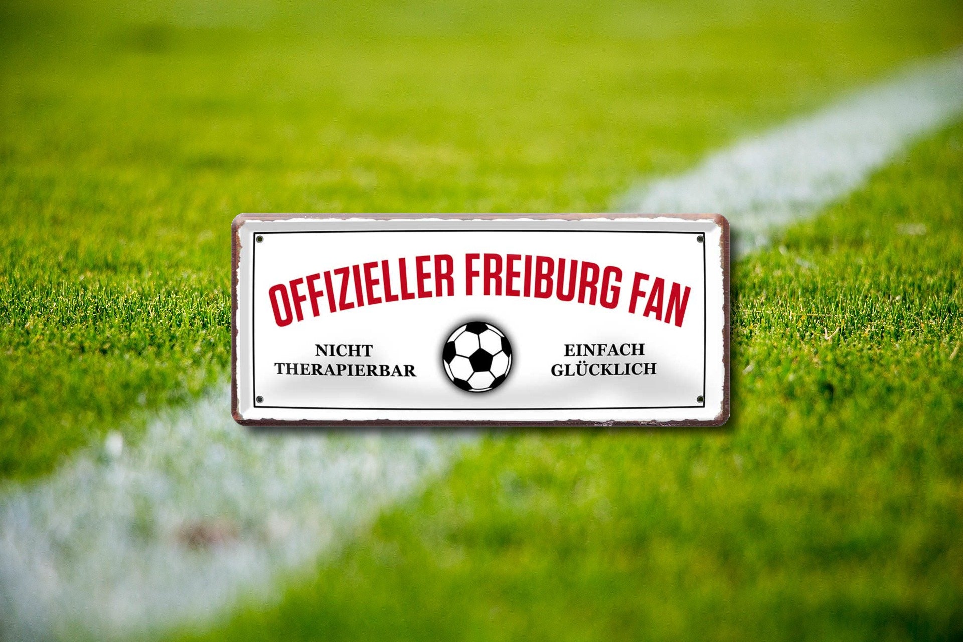 Blechschild ''Offizieller Freiburg Fan'' 28x12cm