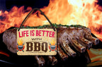 Tin sign ''Life is better BBQ'' 18x12cm