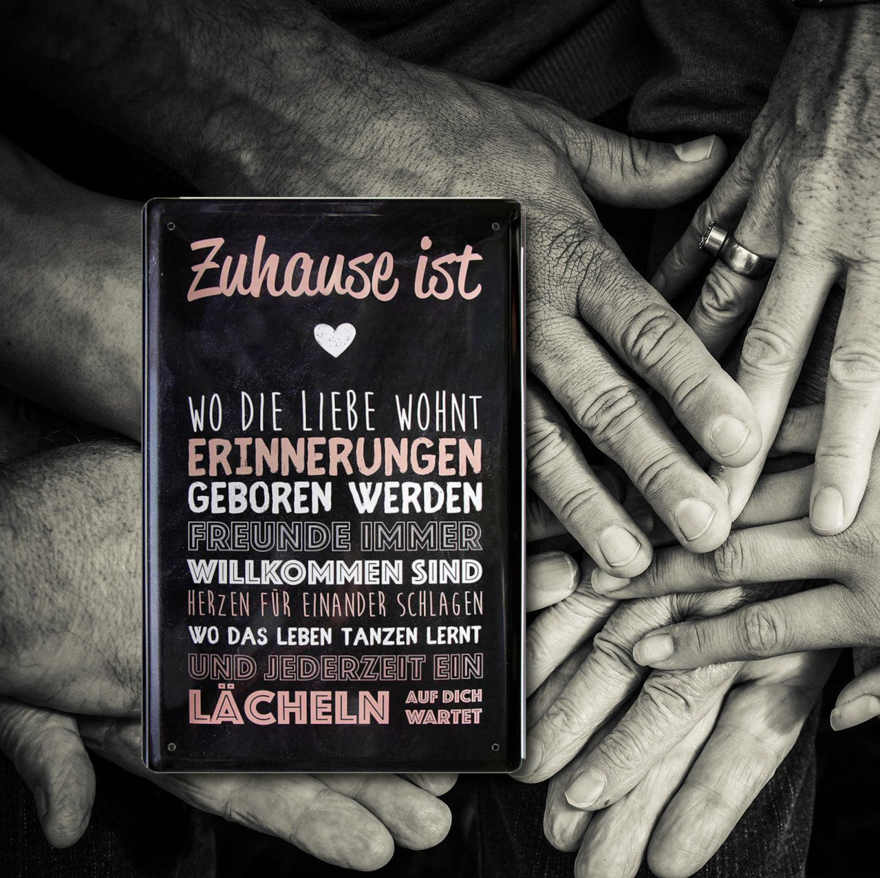 Blechschild ''Zuhause ist, wo die Liebe wohnt'' 20x30cm