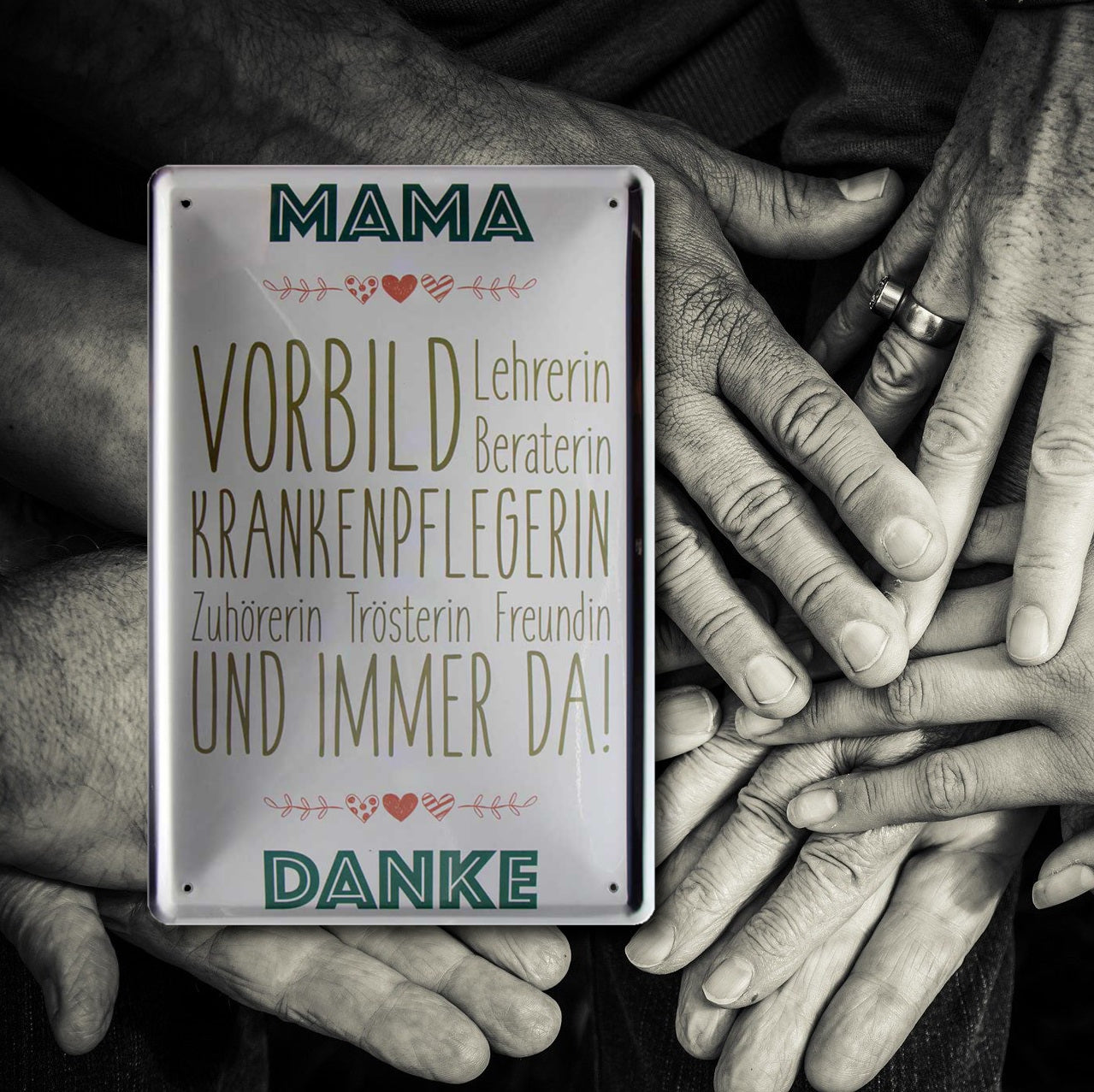Blechschild ''Mama. Vorbild Lehrerin Beraterin Krankenpflegerin'' 20x30cm