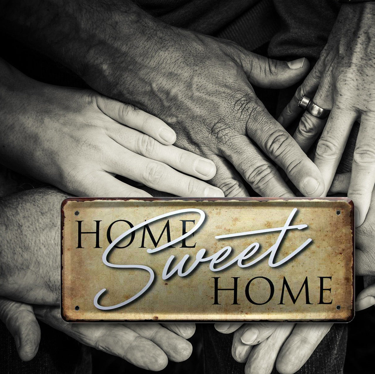 Tin sign "Home Sweet Home" 28x12cm