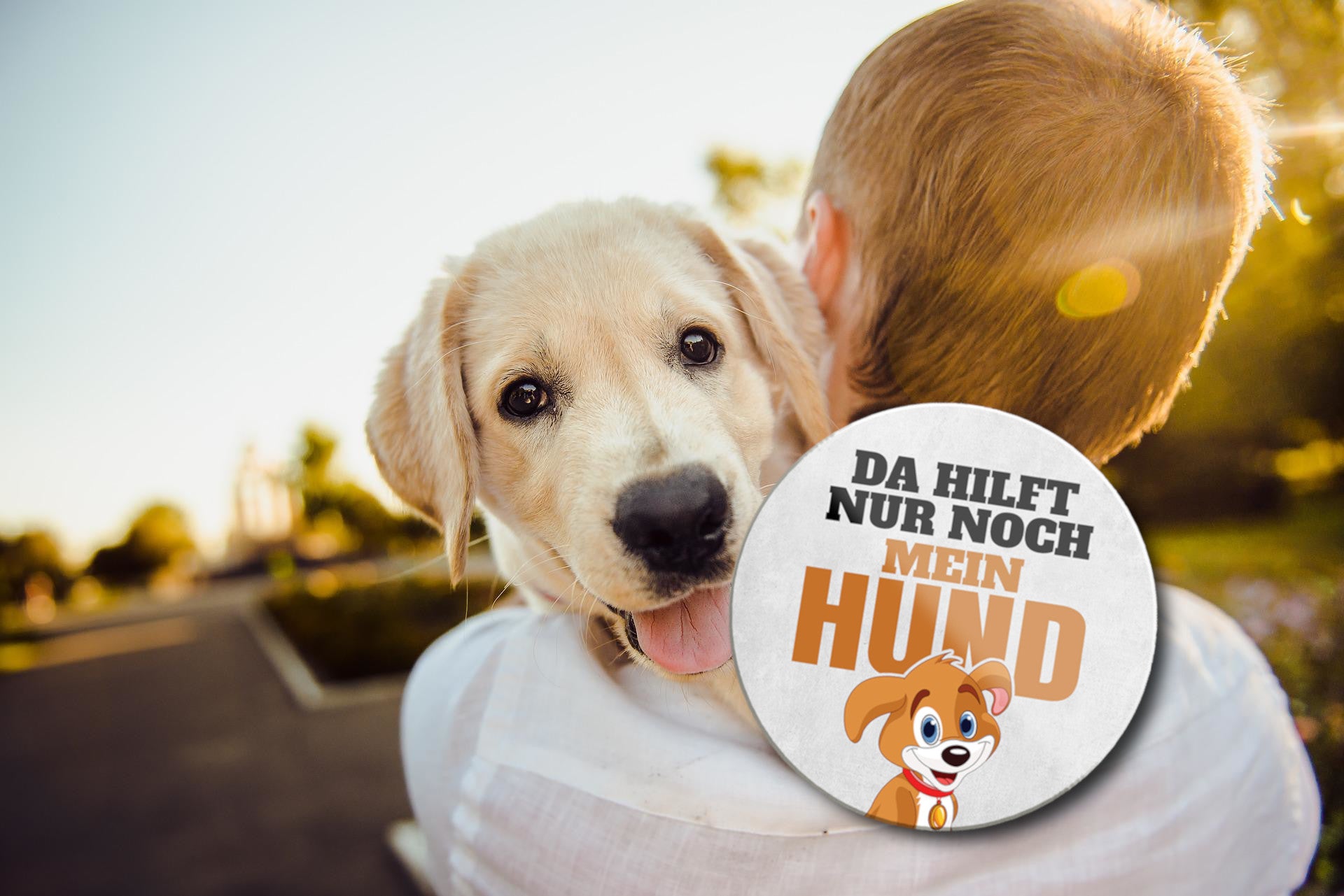 Magnet ''Da hilft nur noch mein Hund'' 8x8x0,3cm