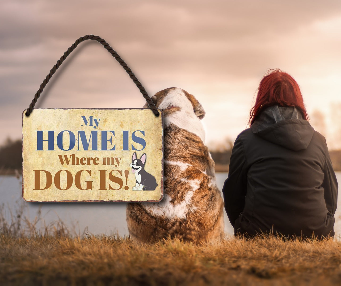 Blechschild ''my home is where my dog is'' 18x12cm