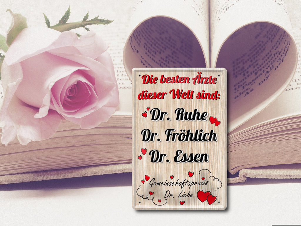 Metal sign "The best doctors Dr. rest, dr happy dr Food'' 20x30cm
