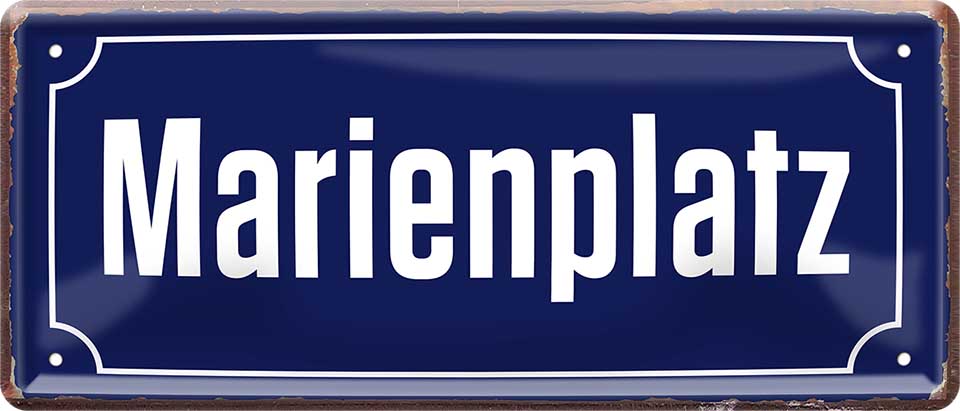 4252024228359 Schilderstore24 Schilderstore24 Blechschilder sind perfekt als Geschenk zu Weihnachten, Geburtstage, Feiern, Partys, Grillabende, Namenstag, Feiertag, Mädelsabend, Hochzeit. Jederzeit stilvoll im Wohnzimmer, Partykeller, Garage, Praxis, Büro, Café, Hauseingang Landschaften Orte Städte Länder Urlaub See berge burgen schloss tal denkmal freizeit meer	 ''Marienplatz''		28x12cm