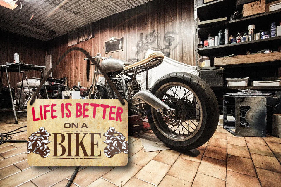 Tin sign "Life is better Bike" 18x12cm