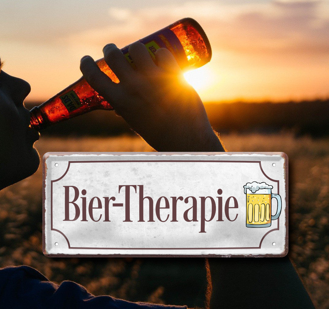 Blechschild ''Bier-Therapie'' 28x12cm