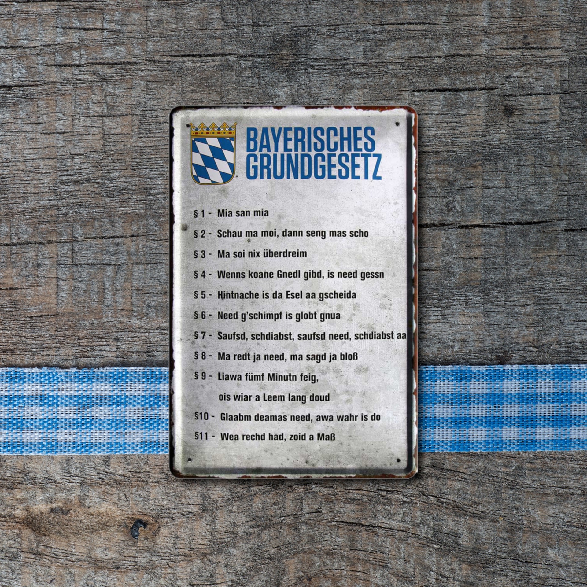 Blechschild ''Bayerisches Grundgesetz'' 20x30cm