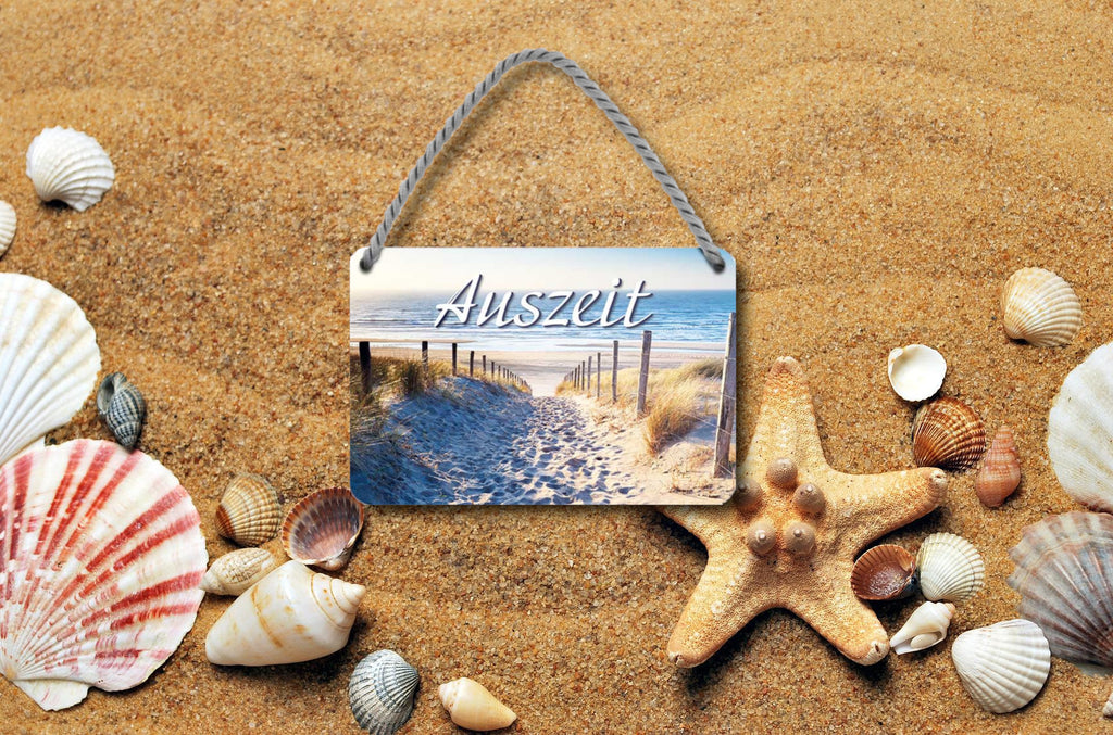 Tin sign "time out (sandy road to the sea)" 18x12cm