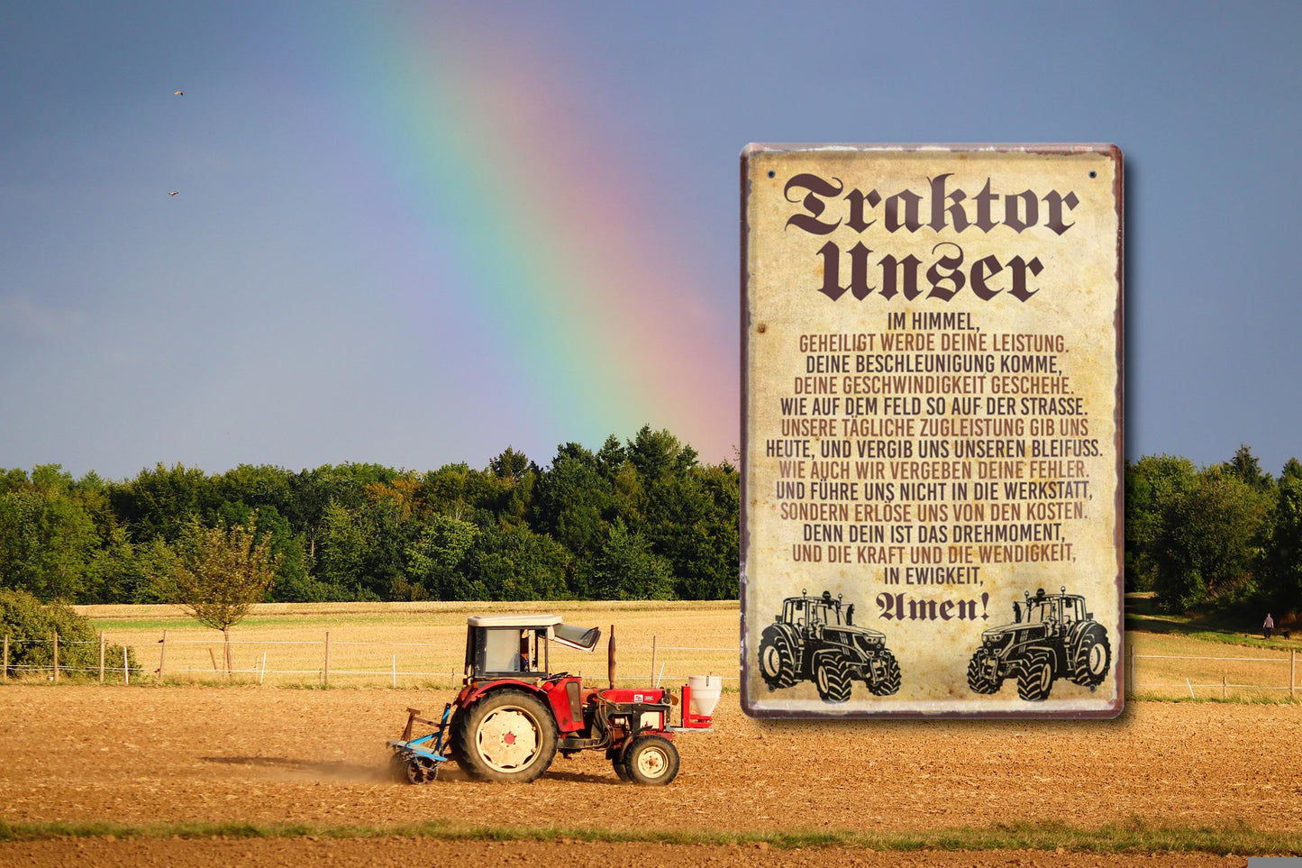 Blechschild ''Traktor Unser'' 20x30cm