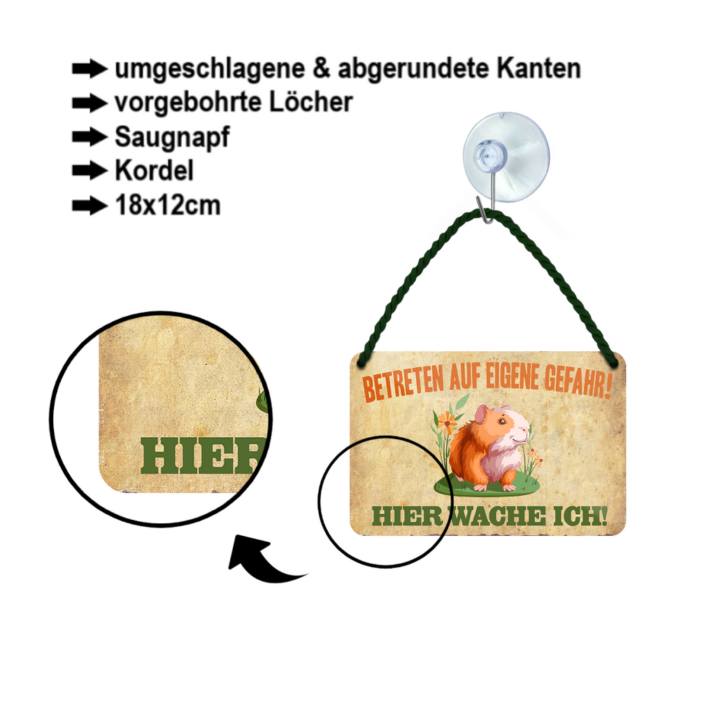 Blechschild ''Betreten auf eigene Gefahr. Hamster'' 18x12cm