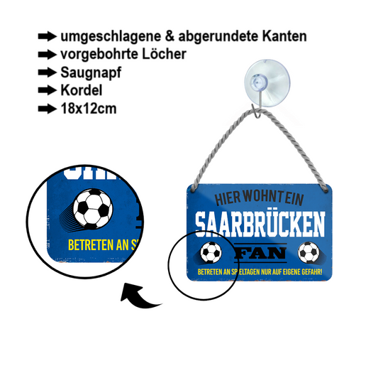 Blechschild ''Saarbrücken Fan'' 18x12cm