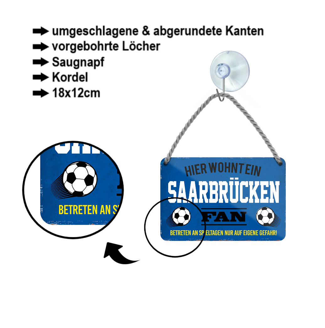 Tin sign "Saarbrücken Fan" 18x12cm