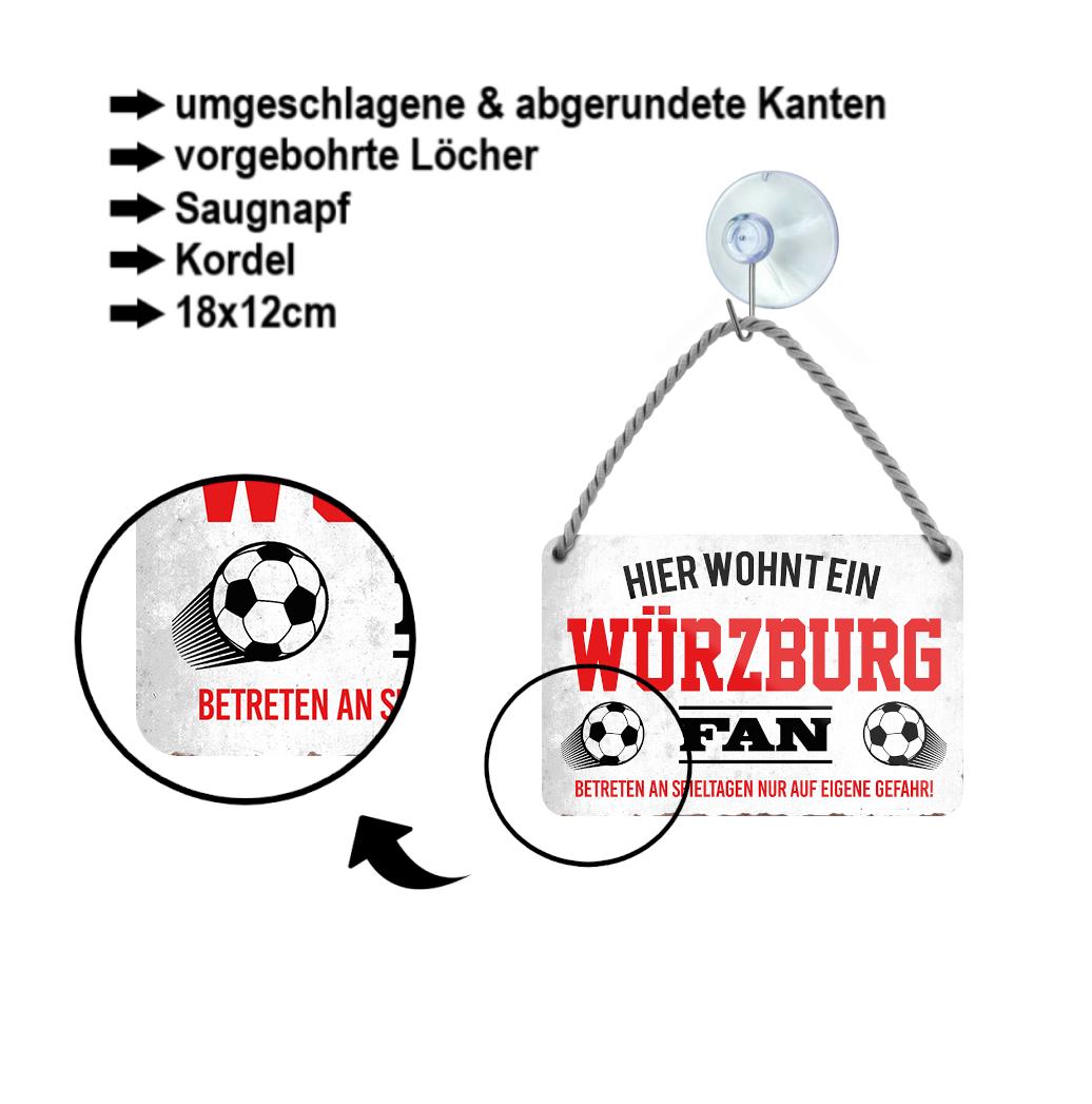 Tin sign "Würzburg Fan" 18x12cm