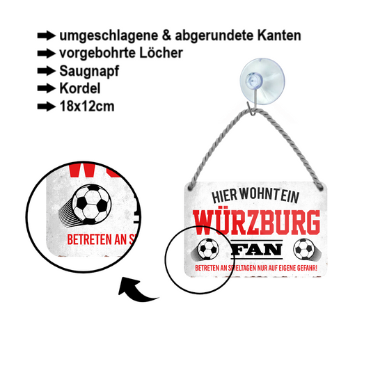 Blechschild ''Würzburg Fan'' 18x12cm