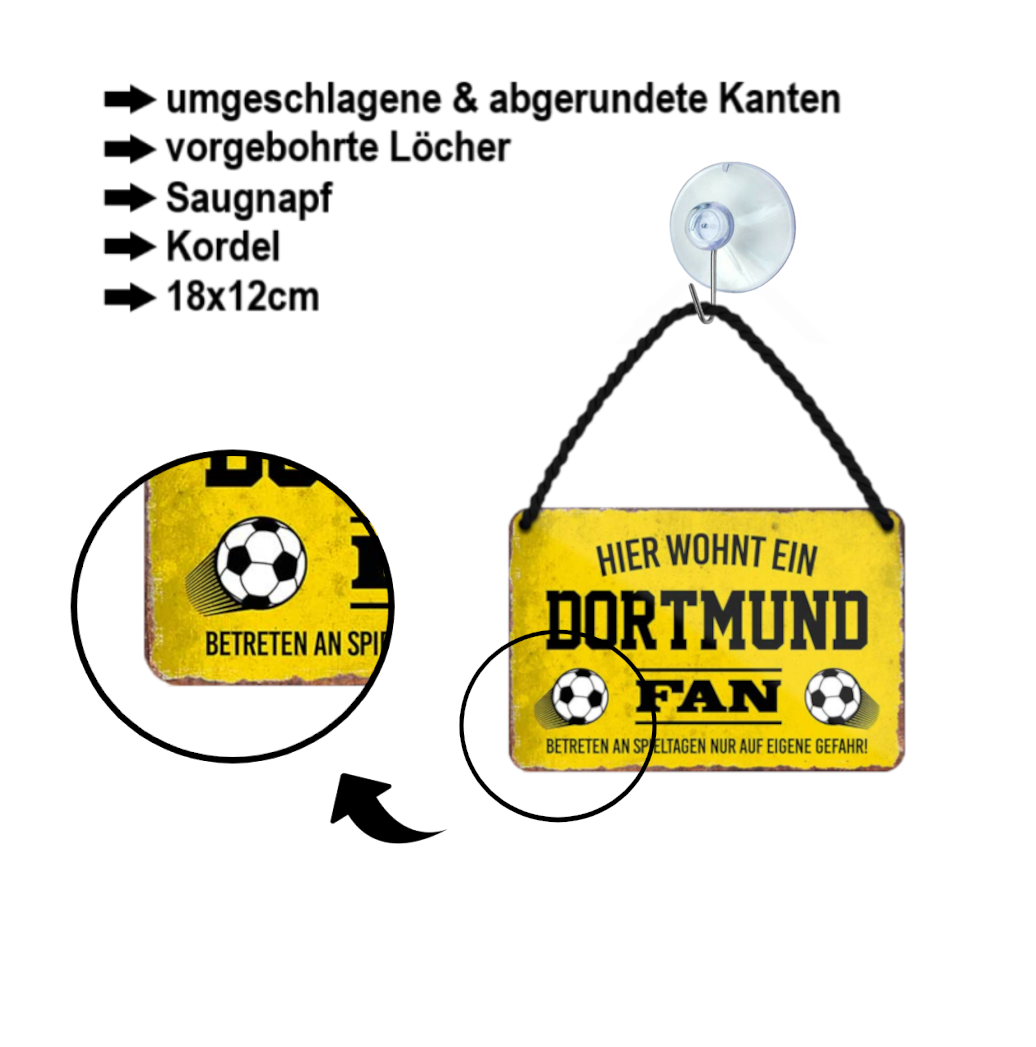 Tin Sign "Dortmund Fan" 18x12cm