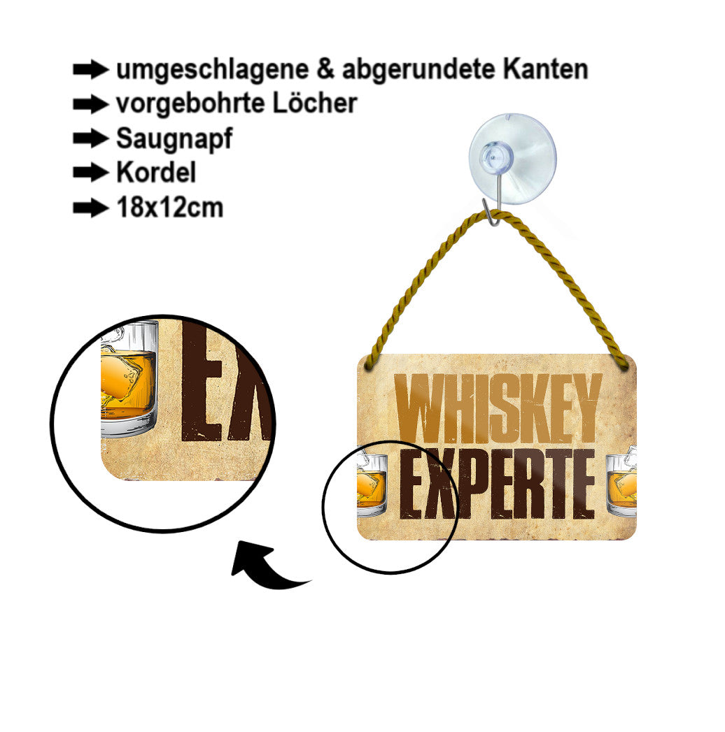 Blechschild ''Whiskey Experte'' 18x12cm