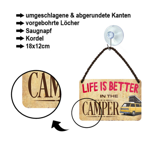 Tin sign ''Life is better Camper'' 18x12cm