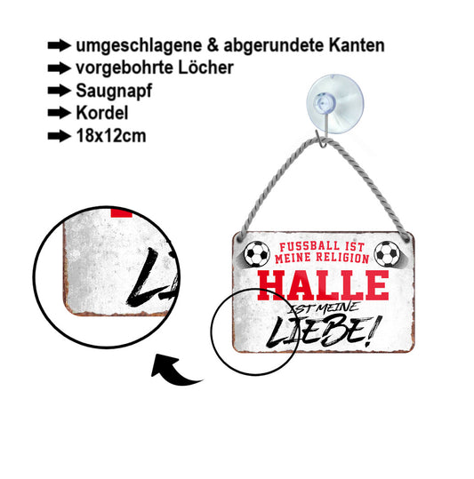 Tin sign ''Halle is my love!'' 18x12cm