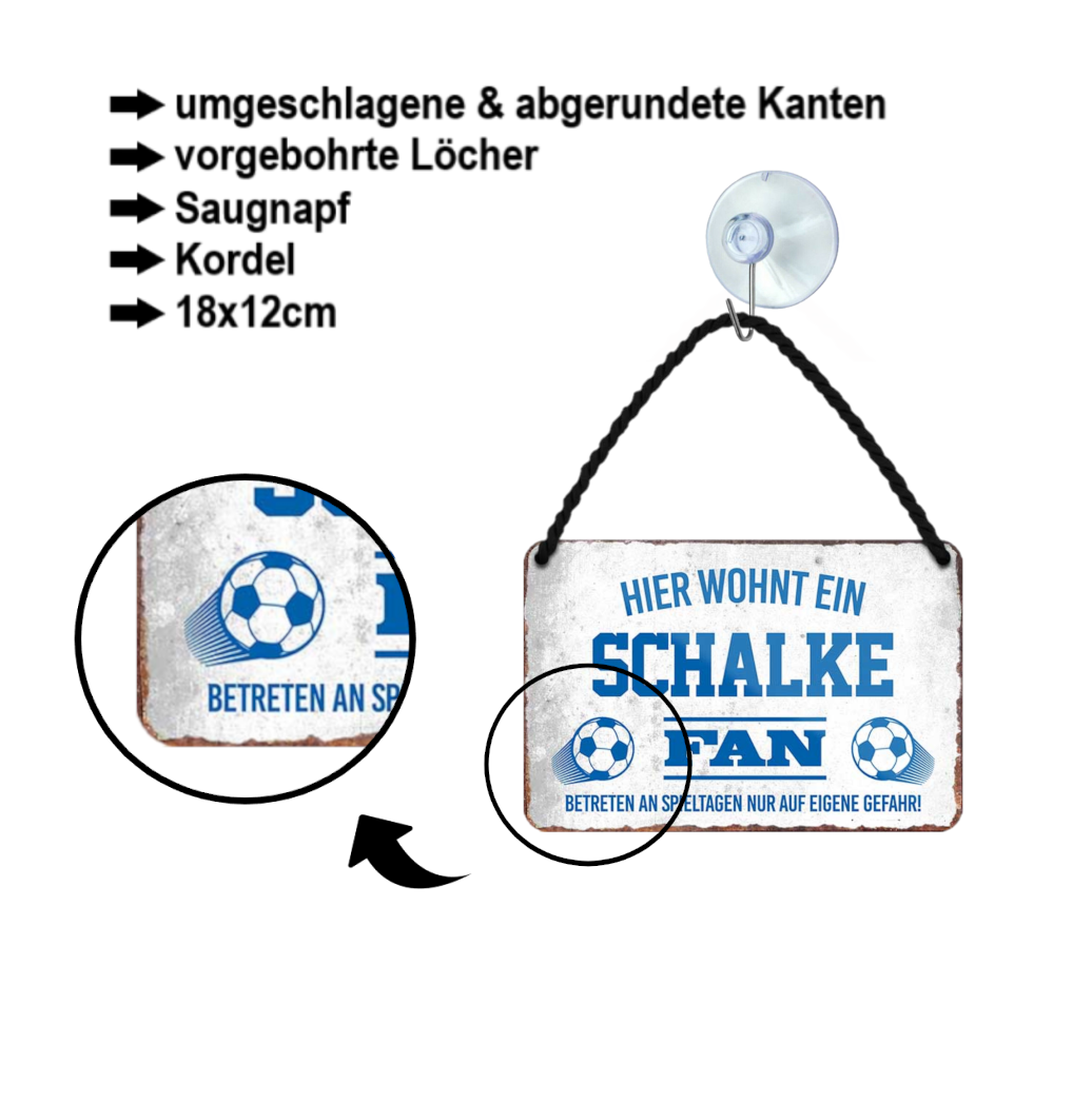 Blechschild ''Schalke Fan'' 18x12cm