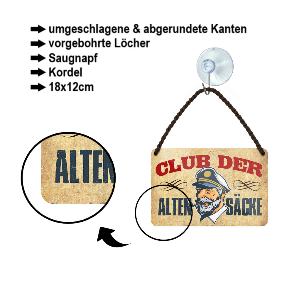 Blechschild ''Club der alten Säcke'' 18x12cm