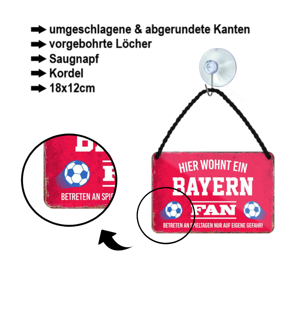 Blechschild ''Bayern Fan'' 18x12cm