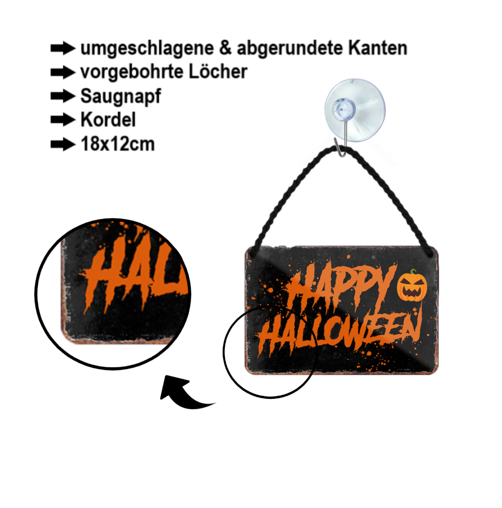 Blechschild ''Happy Halloween'' 18x12cm