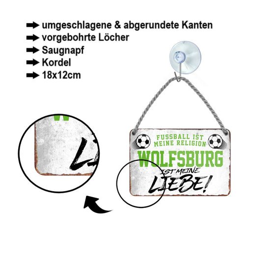 Blechschild ''Wolfsburg ist meine Liebe!'' 18x12cm