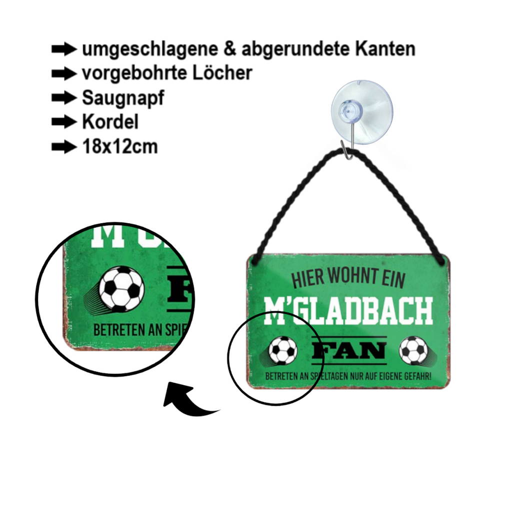 Blechschild ''M´Gladbach Fan'' 18x12cm