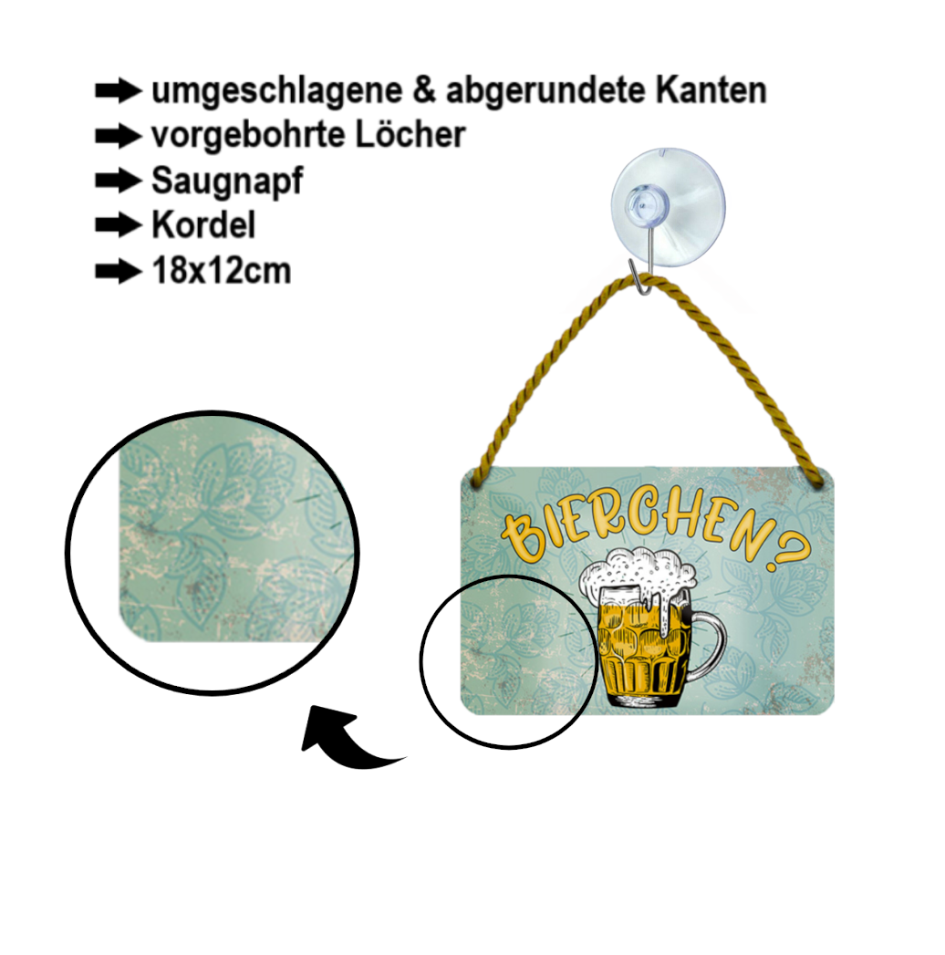 Blechschild ''Bierchen'' 18x12cm